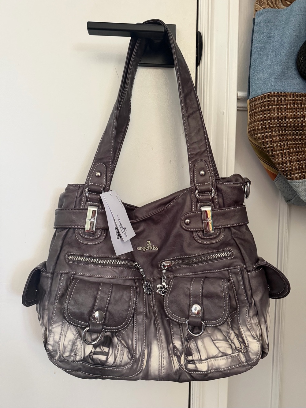 Angel Kiss Women's Gray Ombre Tote Shoulder Bag